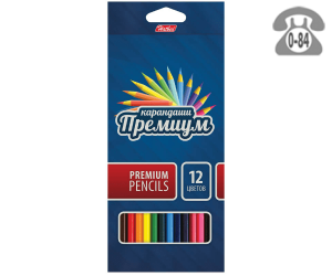 Цветные карандаши Премиум цветов 12 картонная коробка